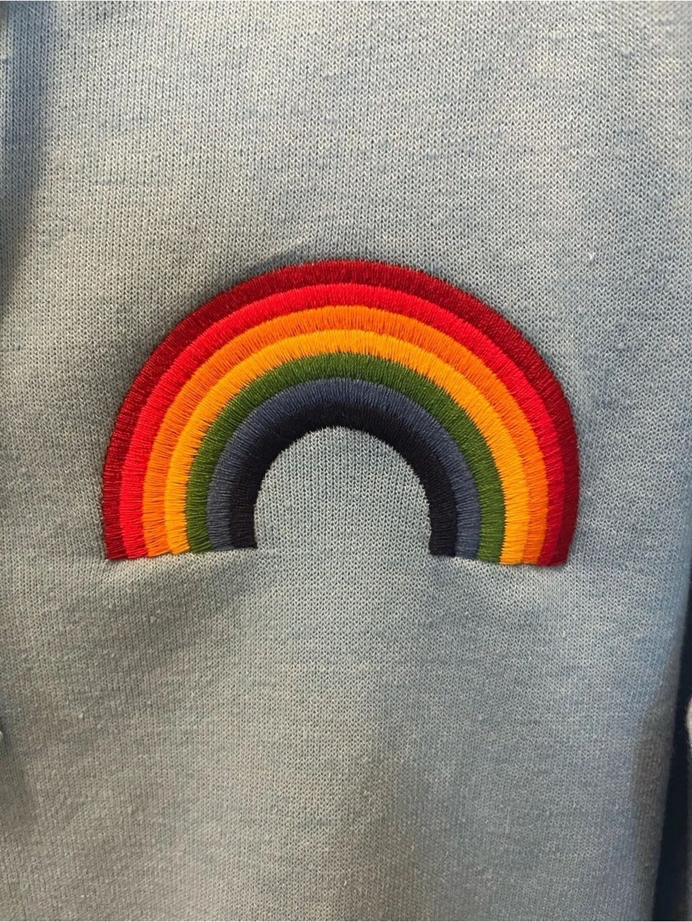 ๐ NWT Aviator Nation Rainbow Embroidery Zip Hoodie in Sky Blue - Sz Large - Picture 5 of 11